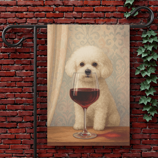 Printify Garden Flag 12'' × 18'' Bichon Frise Wine Garden Flag