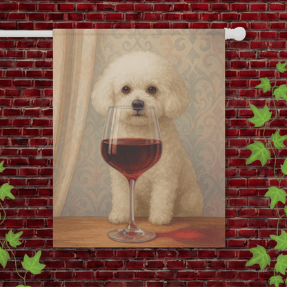 Printify Garden Flag 24.5'' × 32'' Bichon Frise Wine Garden Flag