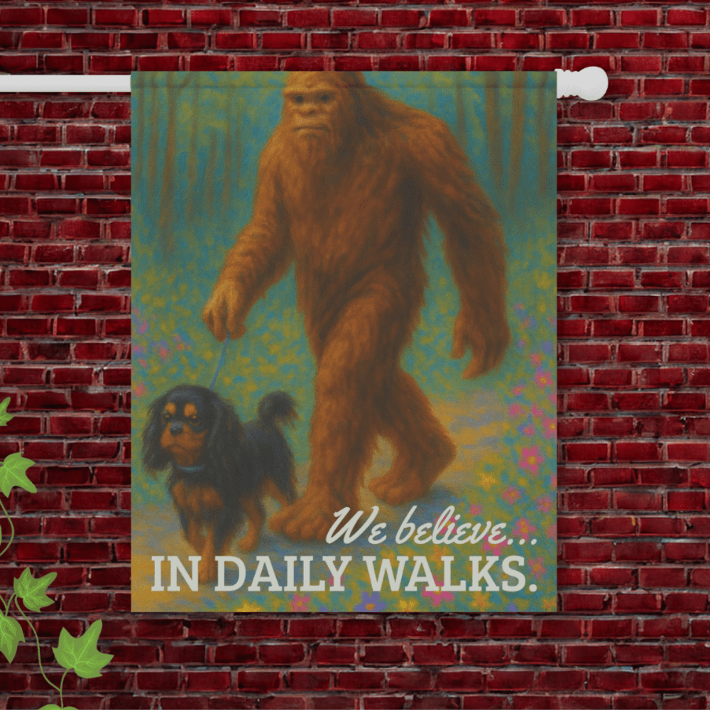 Black and Tan Cavalier Bigfoot Garden Flag 24.5'' × 32''