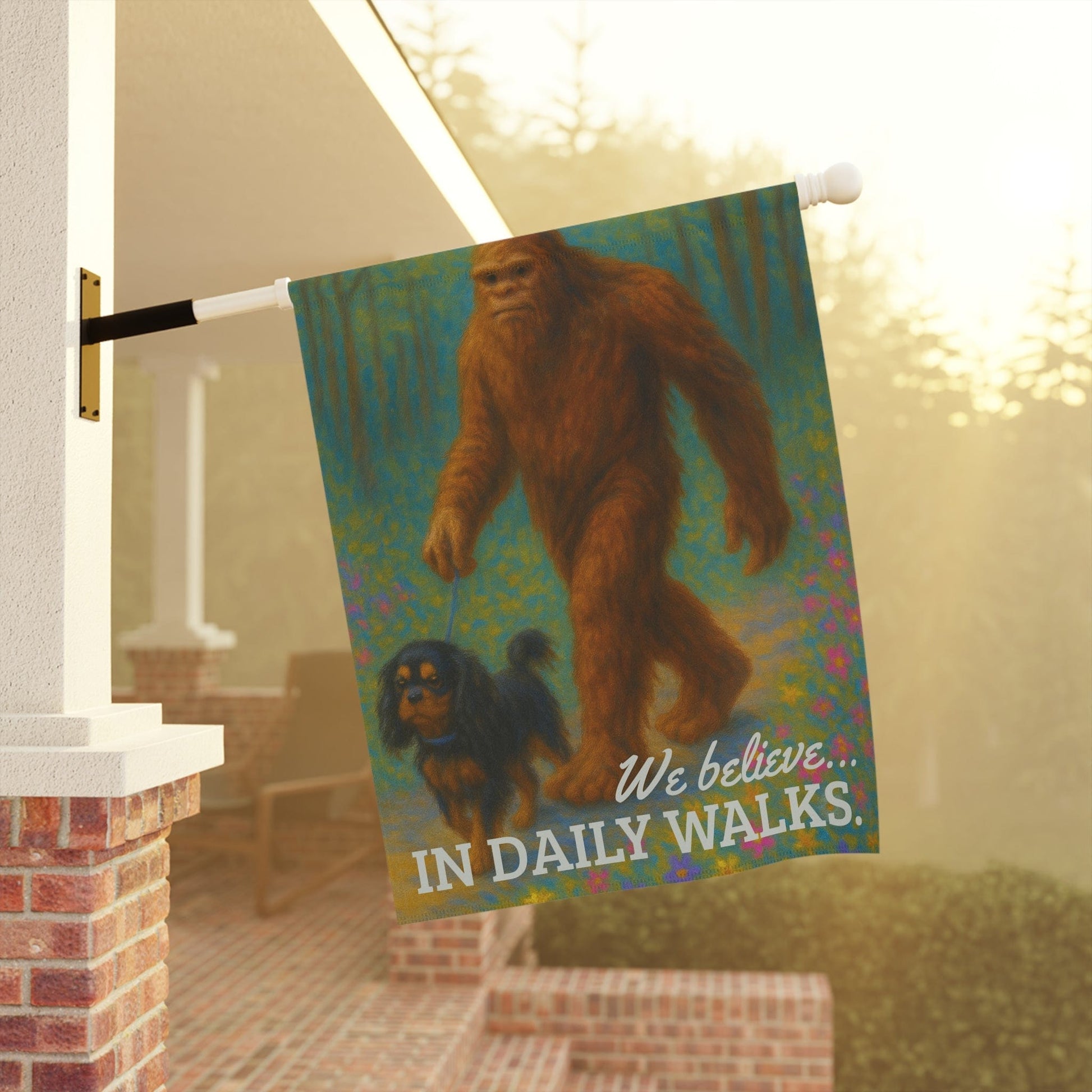 Black and Tan Cavalier Bigfoot Garden Flag