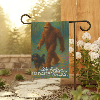 Black and Tan Cavalier Bigfoot Garden Flag