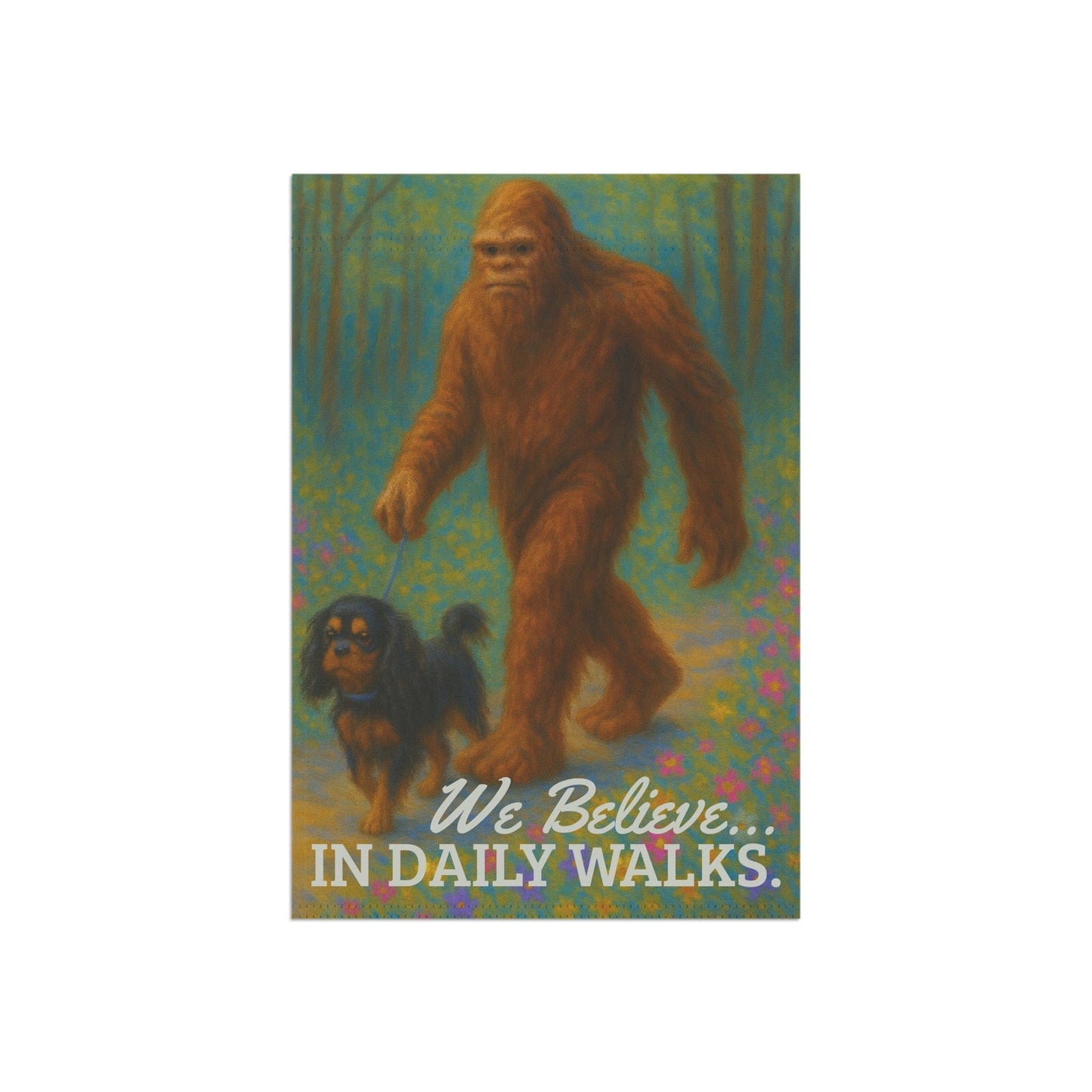 Black and Tan Cavalier Bigfoot Garden Flag