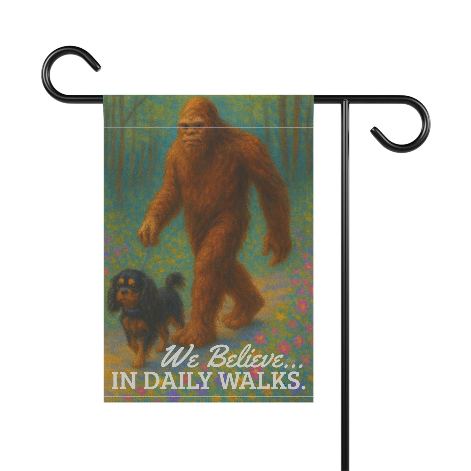 Black and Tan Cavalier Bigfoot Garden Flag