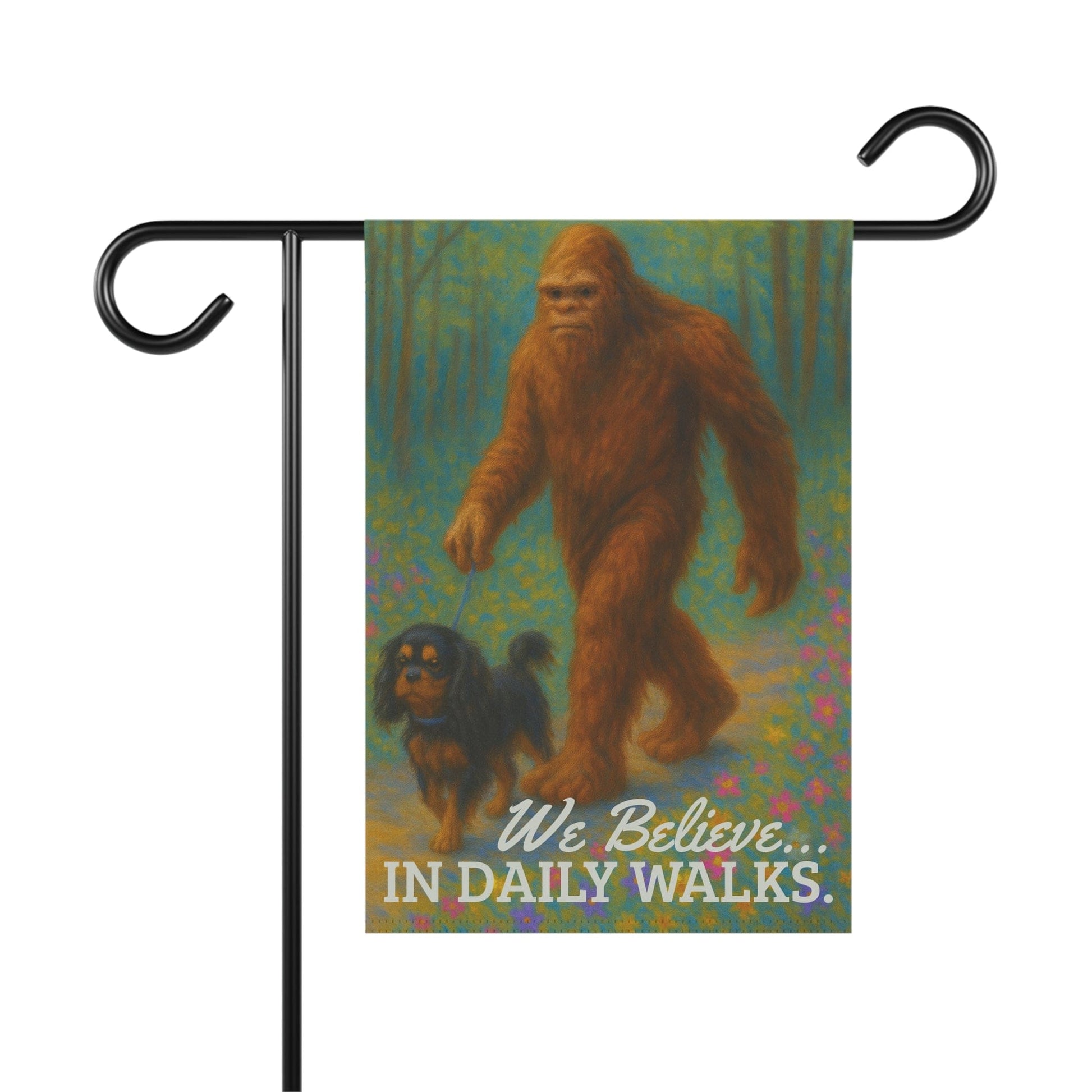Black and Tan Cavalier Bigfoot Garden Flag