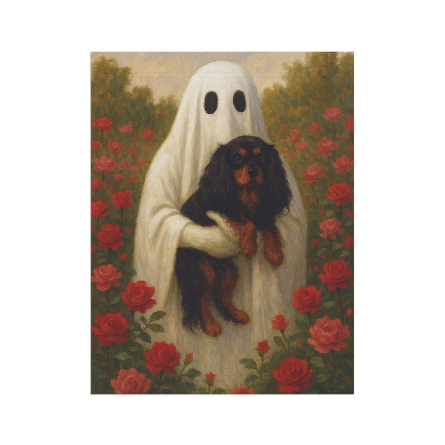 Black and Tan Cavalier Ghostie Garden Flag