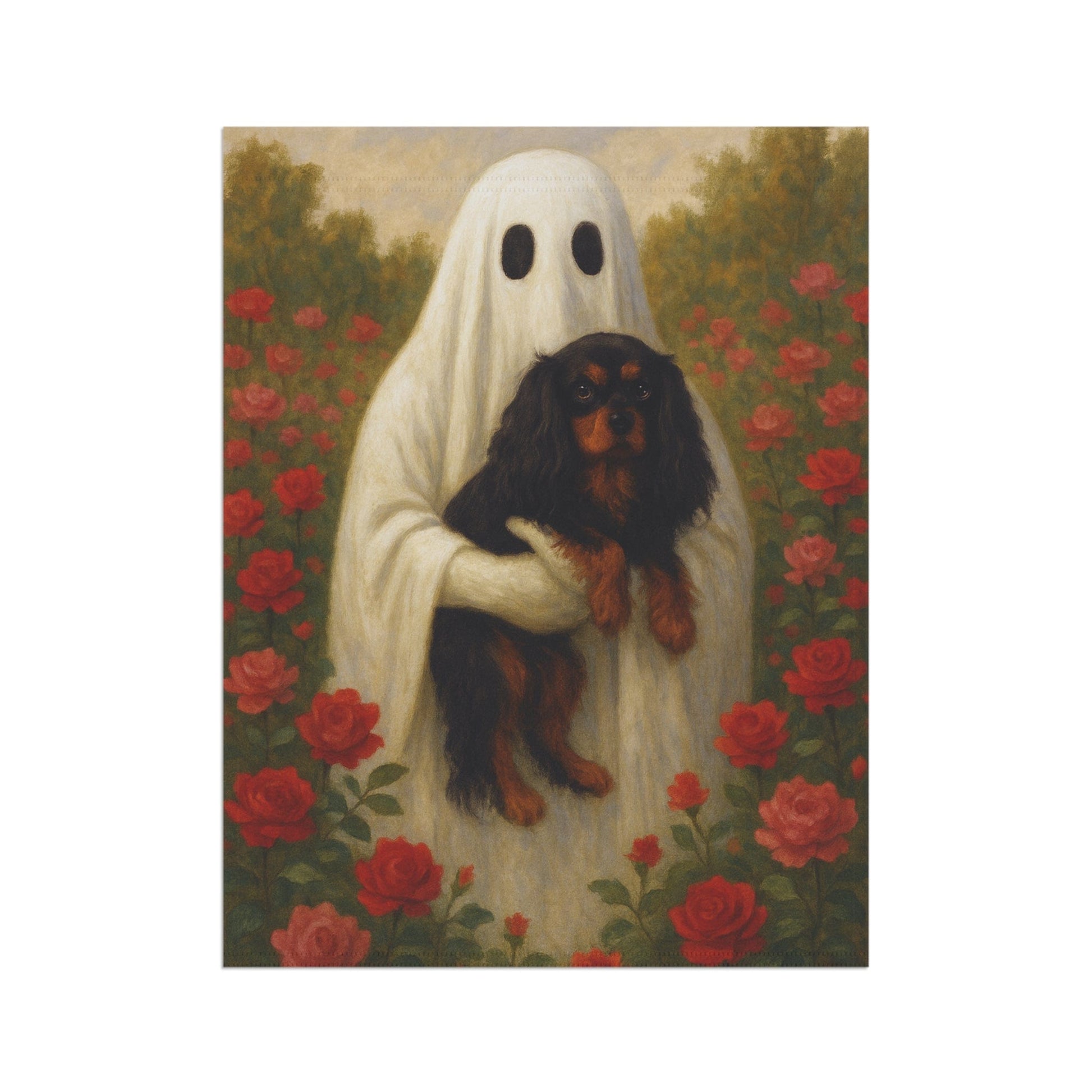 Black and Tan Cavalier Ghostie Garden Flag