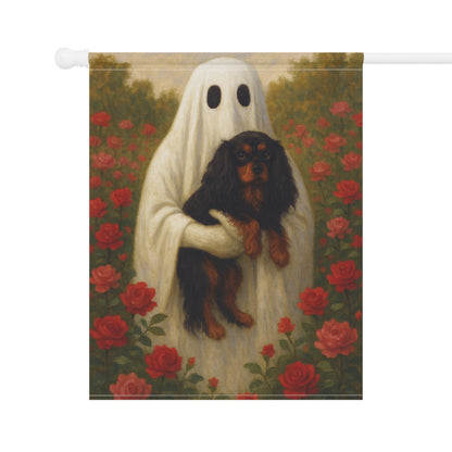 Black and Tan Cavalier Ghostie Garden Flag