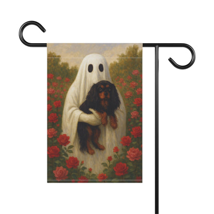 Black and Tan Cavalier Ghostie Garden Flag