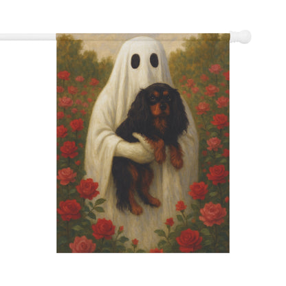 Black and Tan Cavalier Ghostie Garden Flag