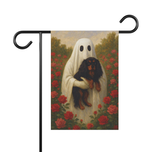 Black and Tan Cavalier Ghostie Garden Flag