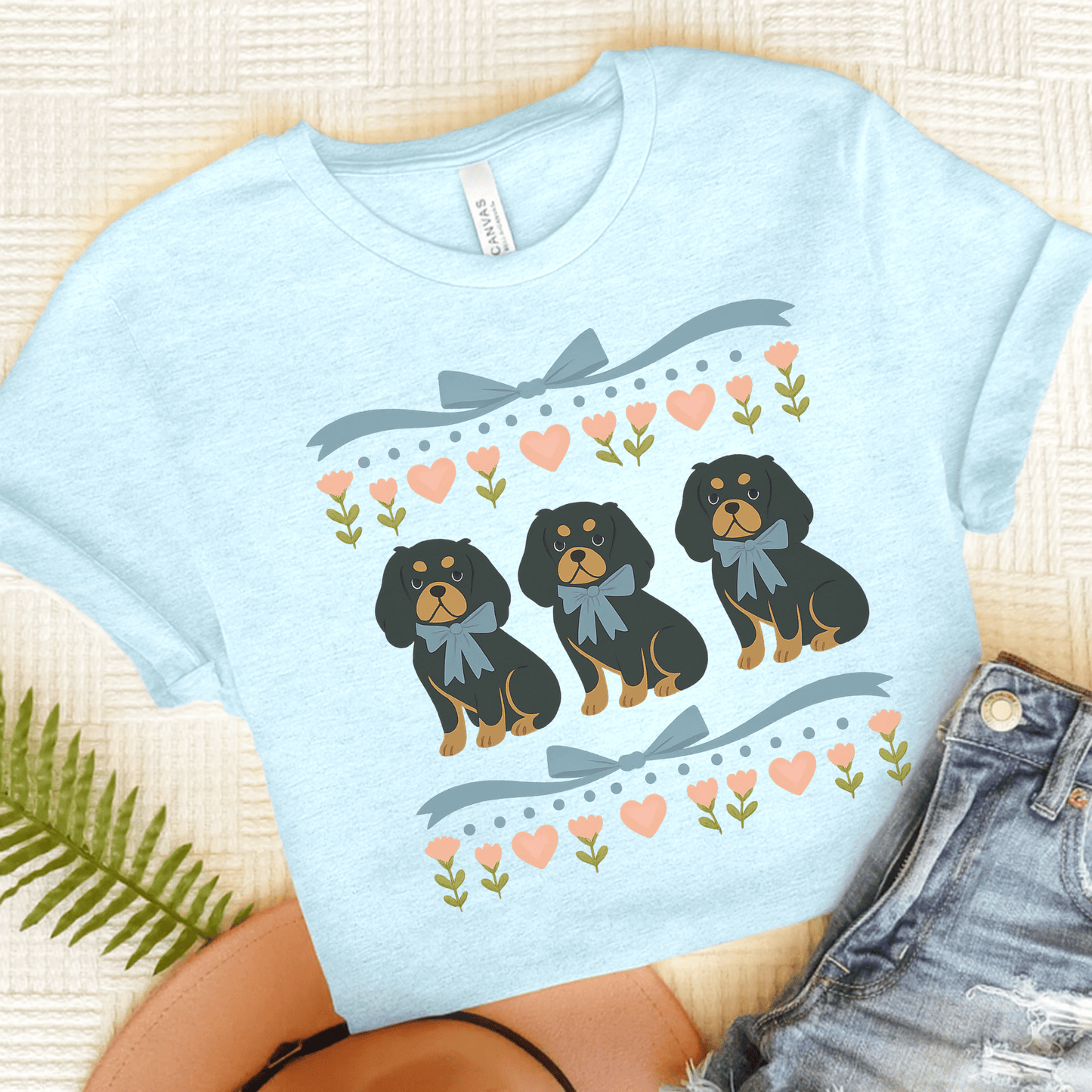 Printify T-Shirt Heather Ice Blue / S Black and Tan Cavalier Grandma TShirt