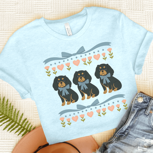 Printify T-Shirt Heather Ice Blue / S Black and Tan Cavalier Grandma TShirt