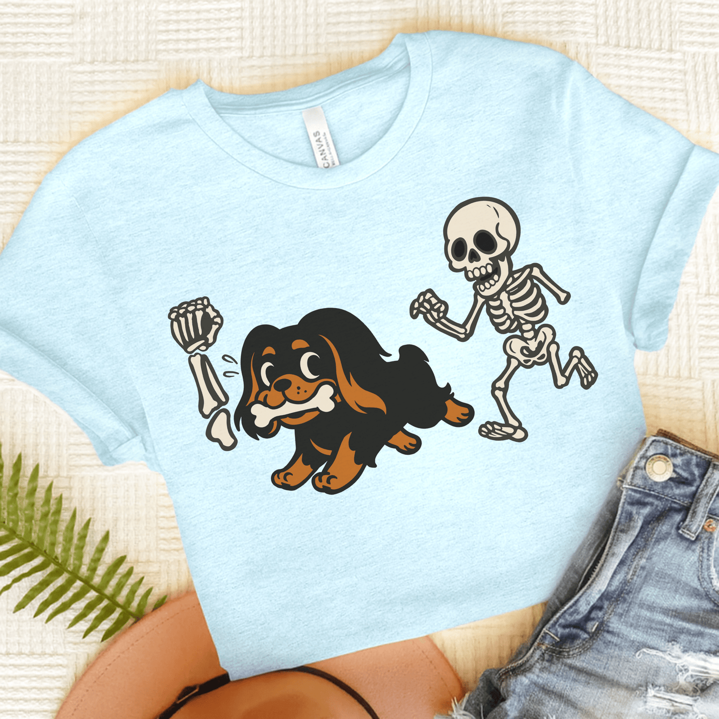 Black and Tan Cavalier Grave Robber TShirt Heather Ice Blue