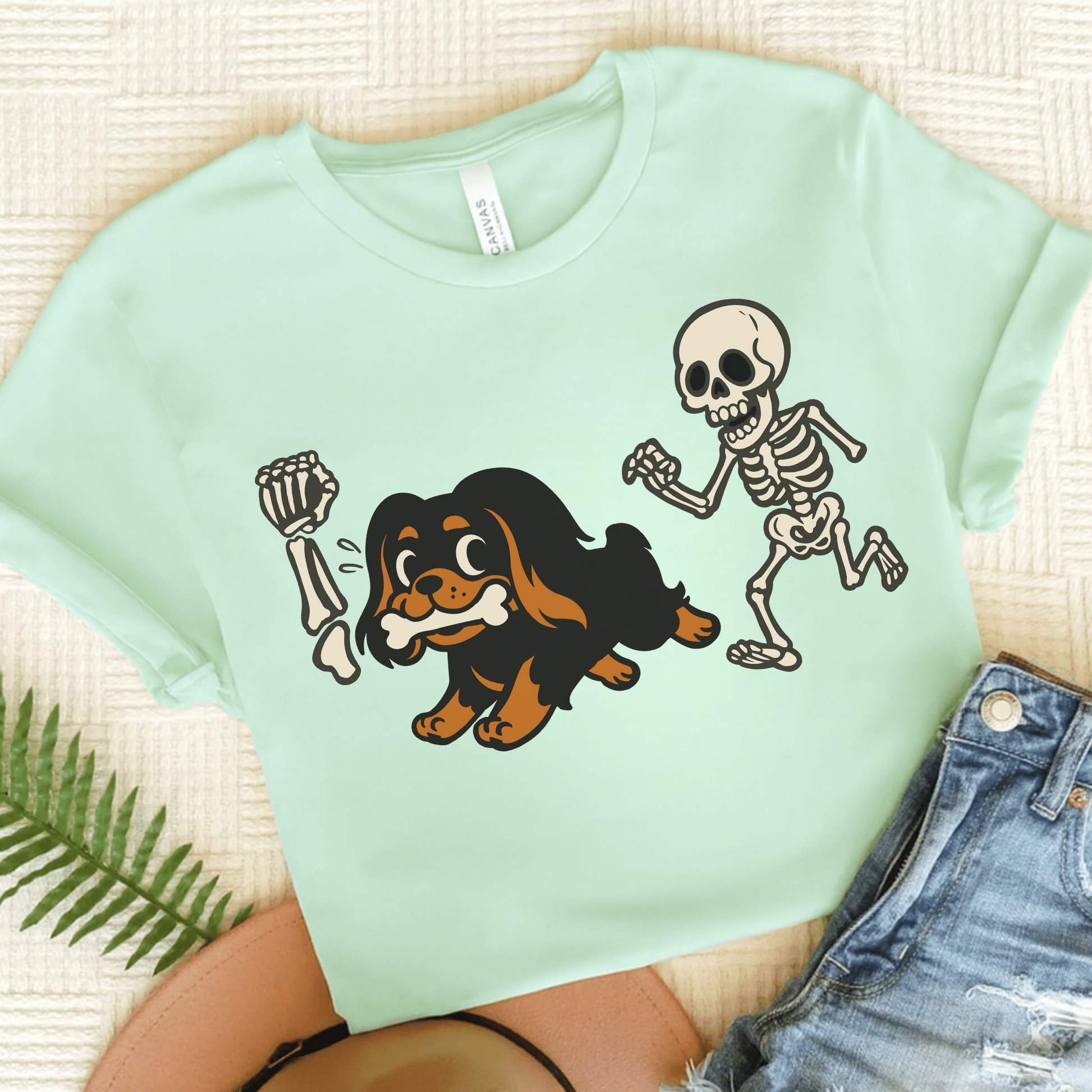 Black and Tan Cavalier Grave Robber TShirt Heather Mint
