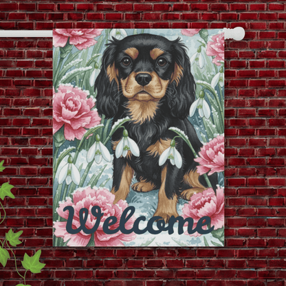 Personalized Cavalier January Birthday Flower Garden Yard Flag 24.5'' × 32''