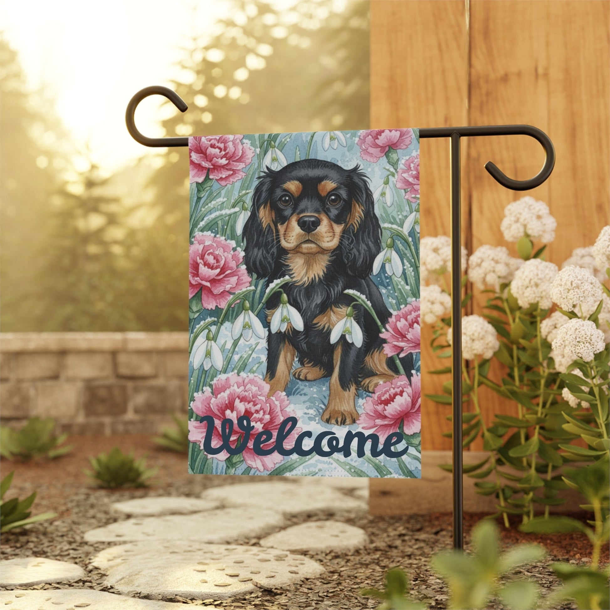 Personalized Cavalier January Birthday Flower Garden Yard Flag