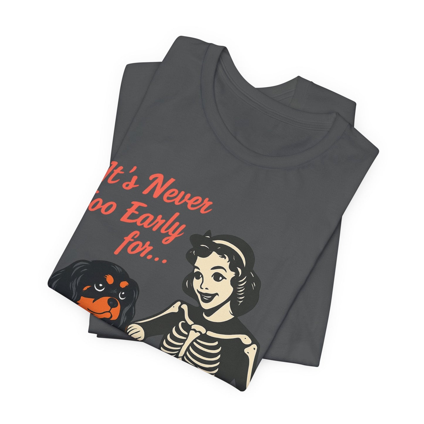 Printify T-Shirt Black and Tan Cavalier King Charles Early Halloween TShirt