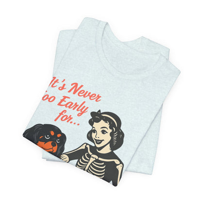 Printify T-Shirt Black and Tan Cavalier King Charles Early Halloween TShirt