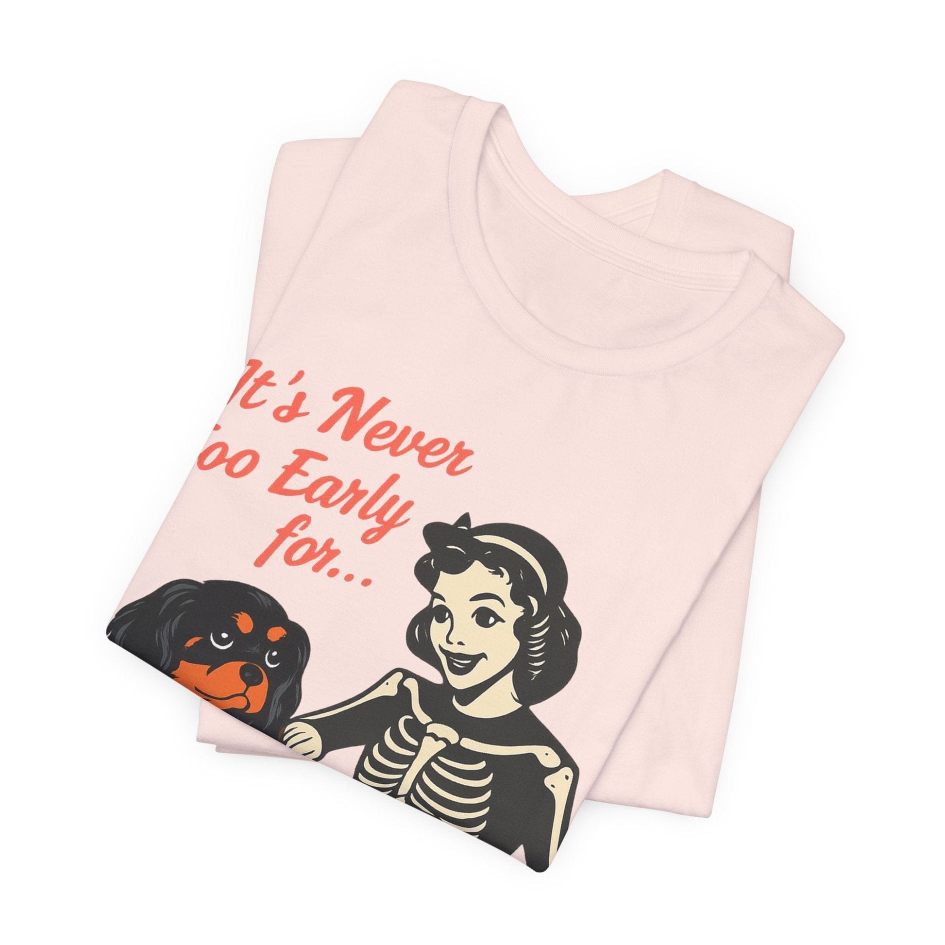 Printify T-Shirt Black and Tan Cavalier King Charles Early Halloween TShirt