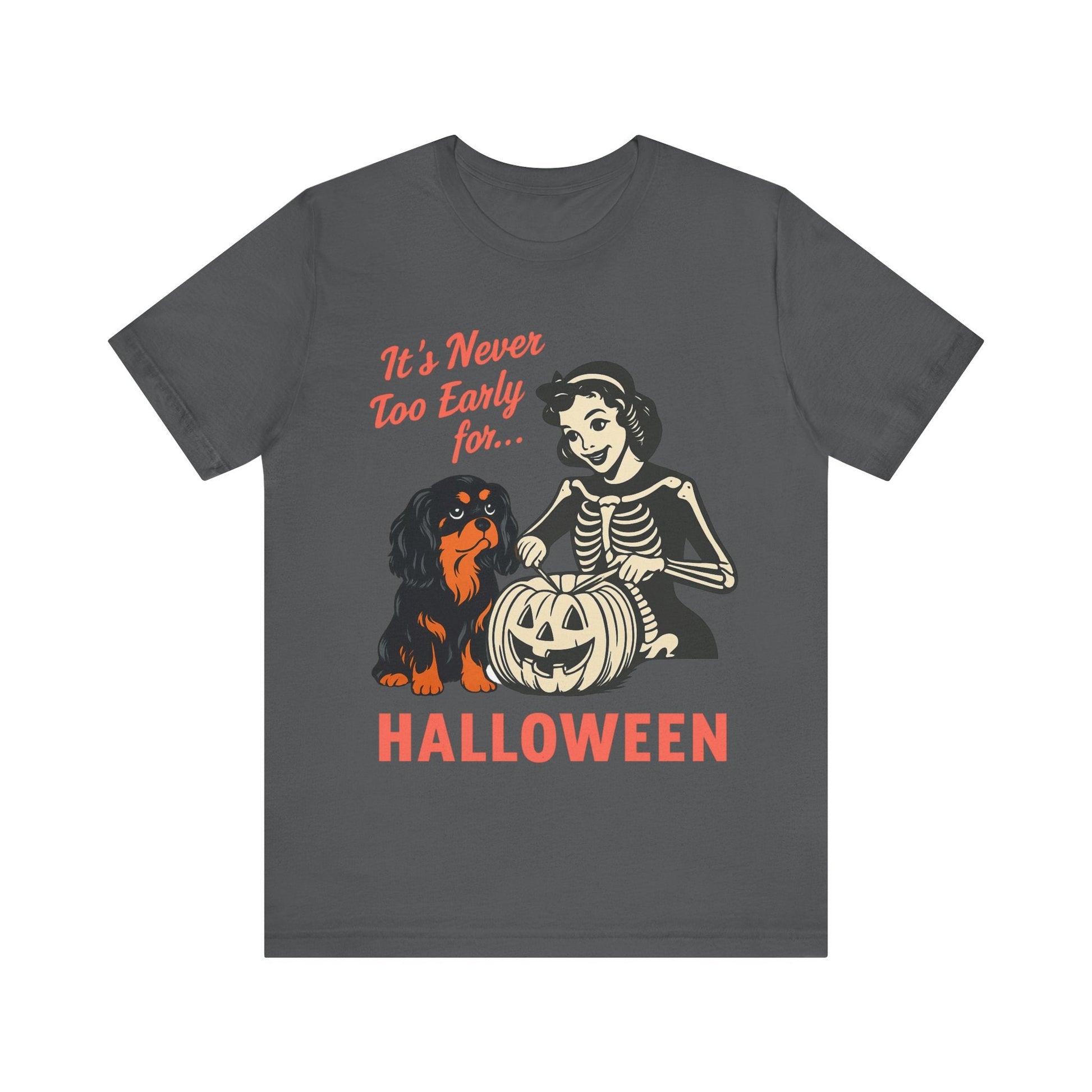 Printify T-Shirt Black and Tan Cavalier King Charles Early Halloween TShirt