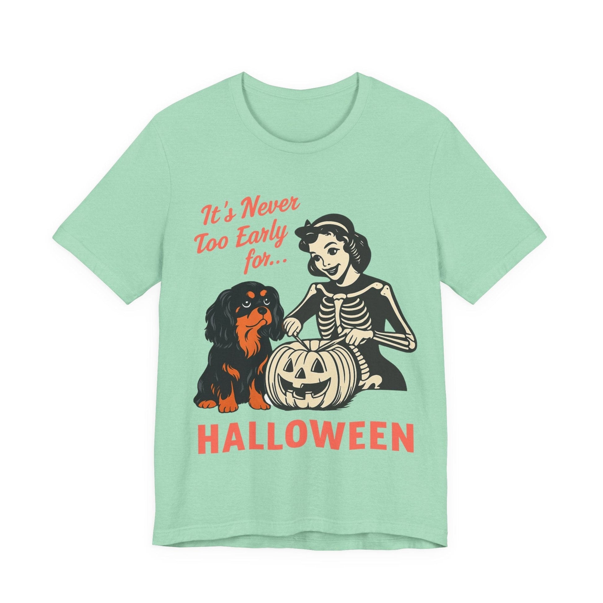 Printify T-Shirt Black and Tan Cavalier King Charles Early Halloween TShirt