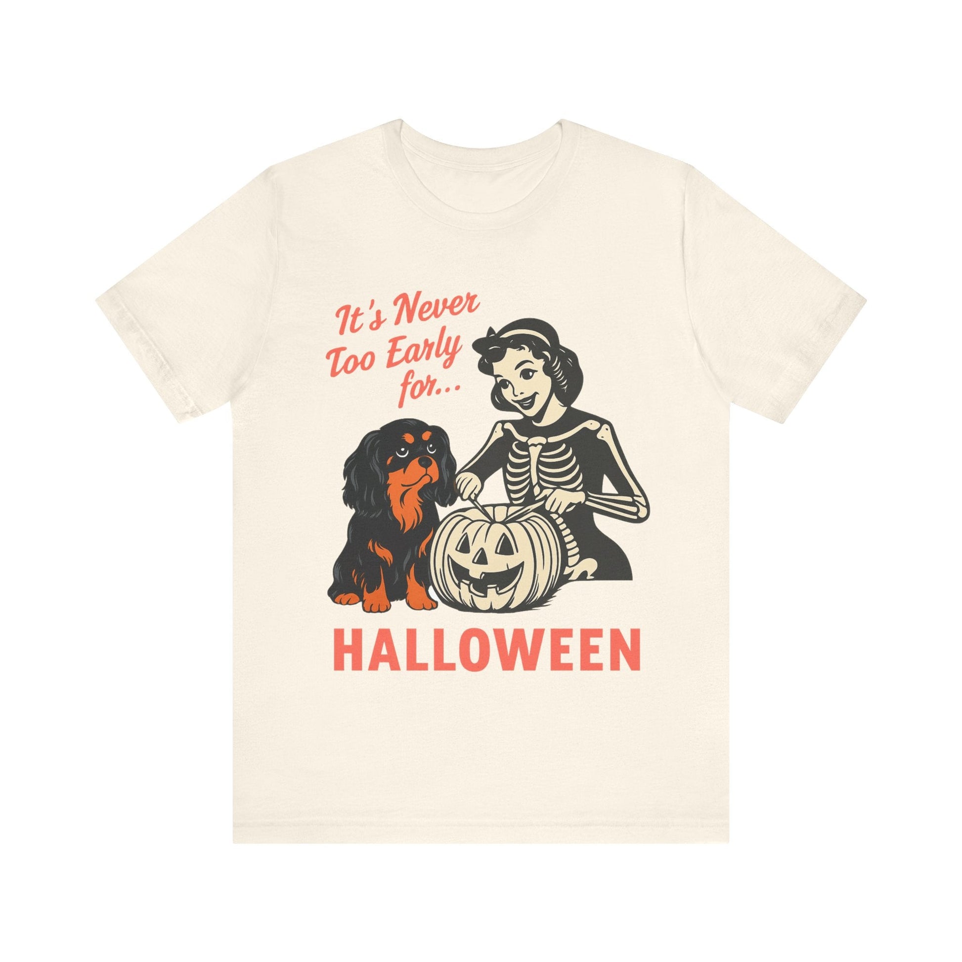 Printify T-Shirt Black and Tan Cavalier King Charles Early Halloween TShirt