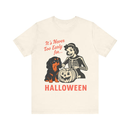 Printify T-Shirt Black and Tan Cavalier King Charles Early Halloween TShirt