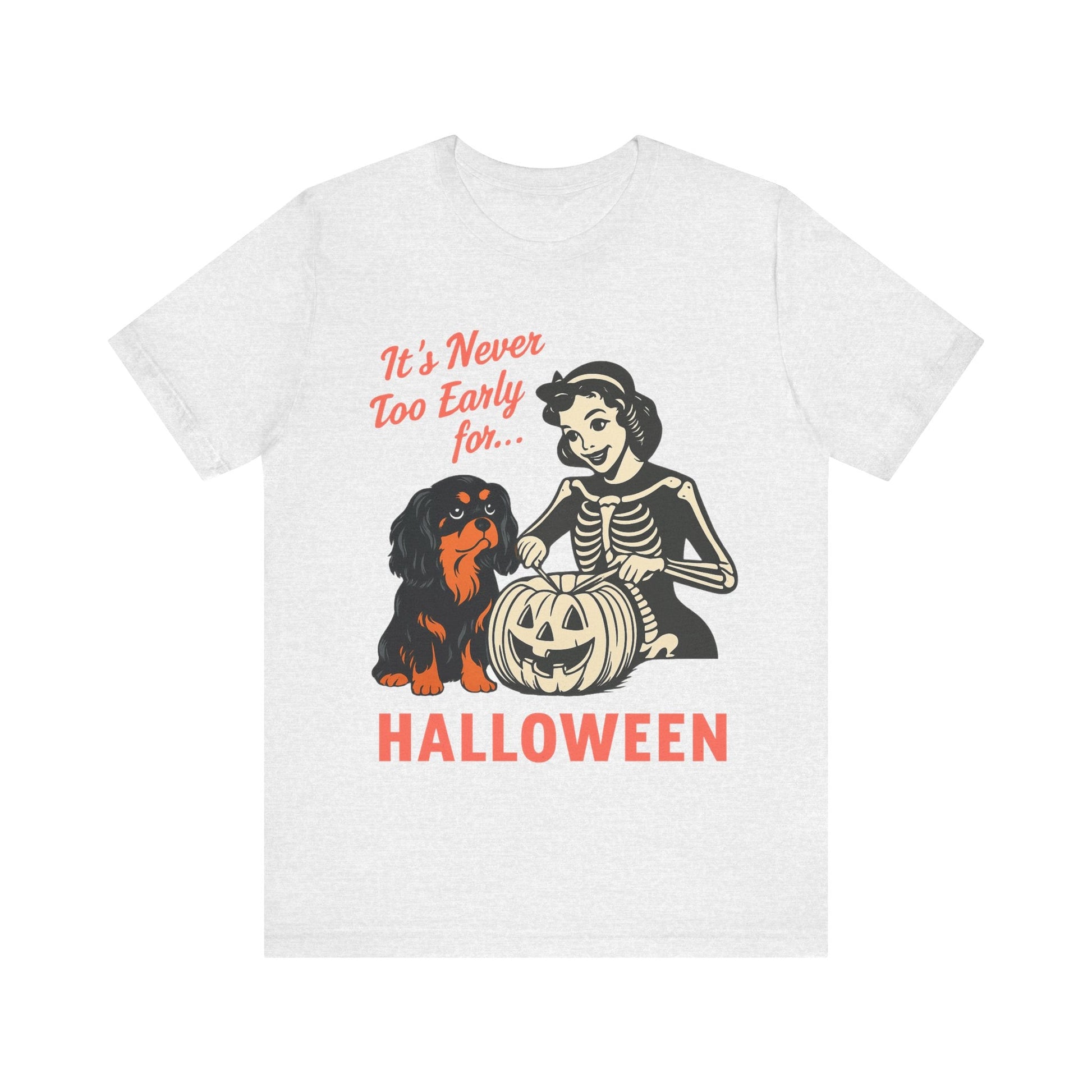Printify T-Shirt Black and Tan Cavalier King Charles Early Halloween TShirt