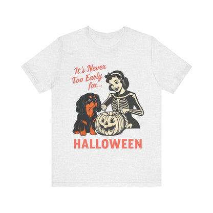 Printify T-Shirt Black and Tan Cavalier King Charles Early Halloween TShirt