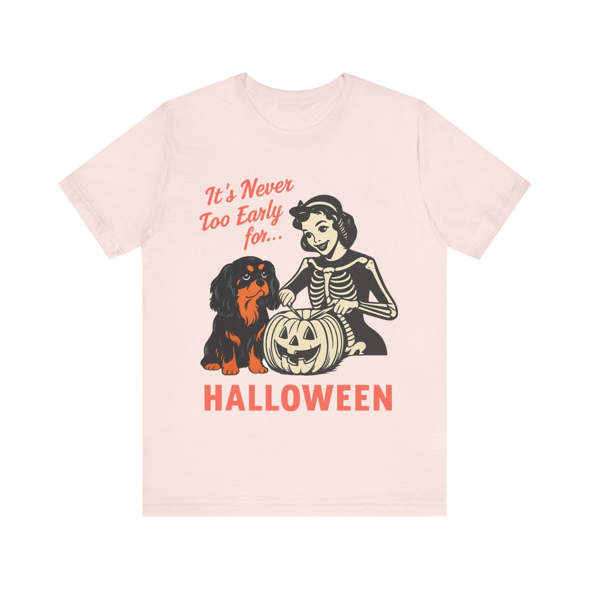 Printify T-Shirt Black and Tan Cavalier King Charles Early Halloween TShirt
