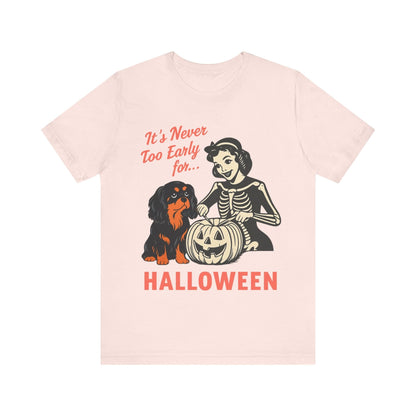 Printify T-Shirt Black and Tan Cavalier King Charles Early Halloween TShirt