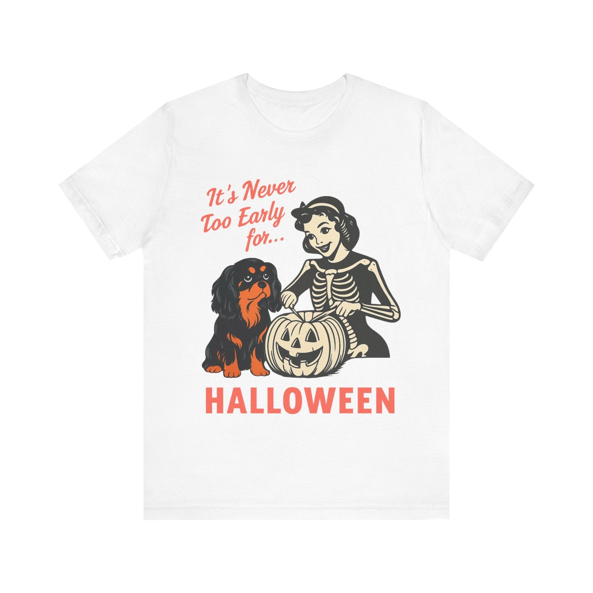 Printify T-Shirt Black and Tan Cavalier King Charles Early Halloween TShirt