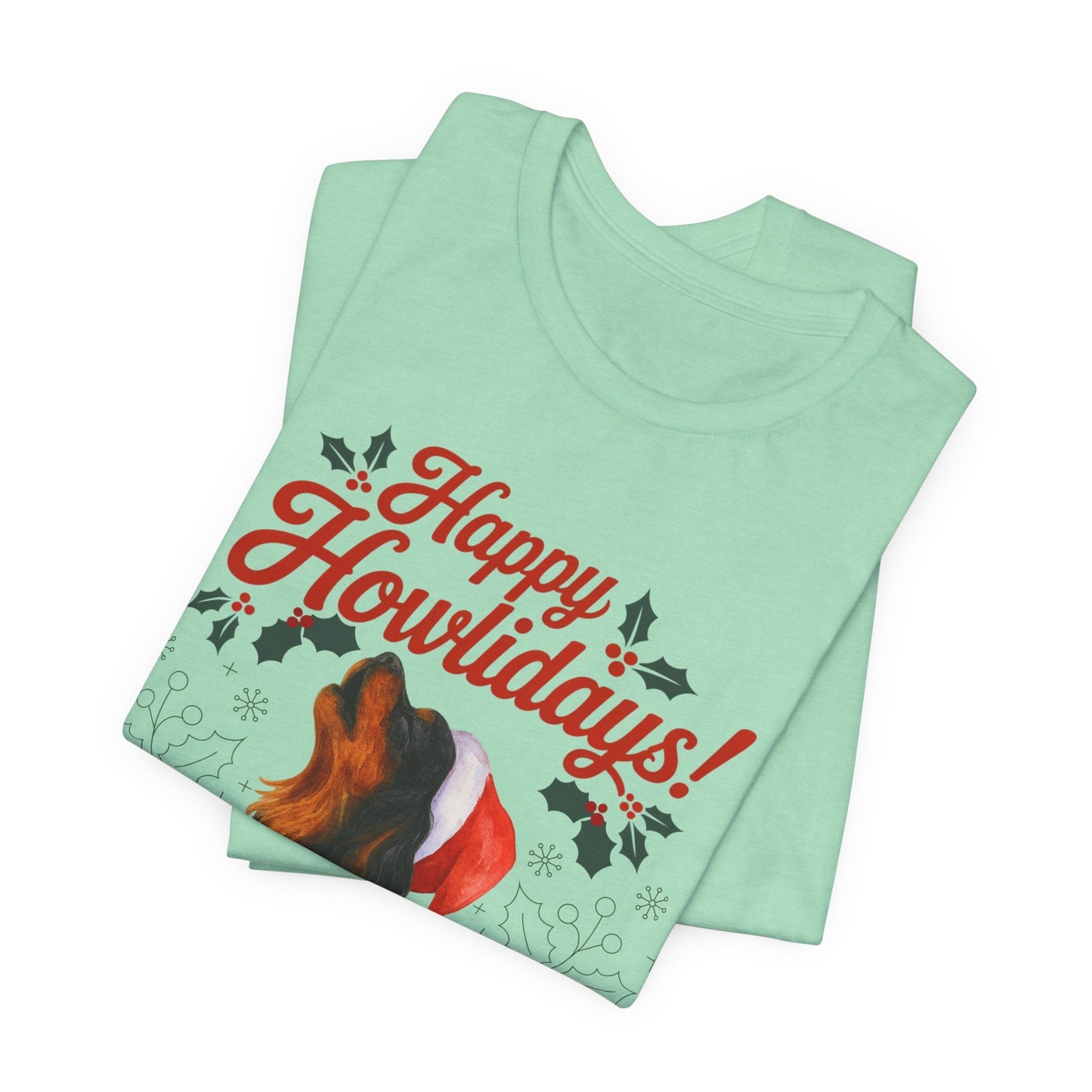 Printify T-Shirt Black and Tan Cavalier King Charles Howlidays TShirt