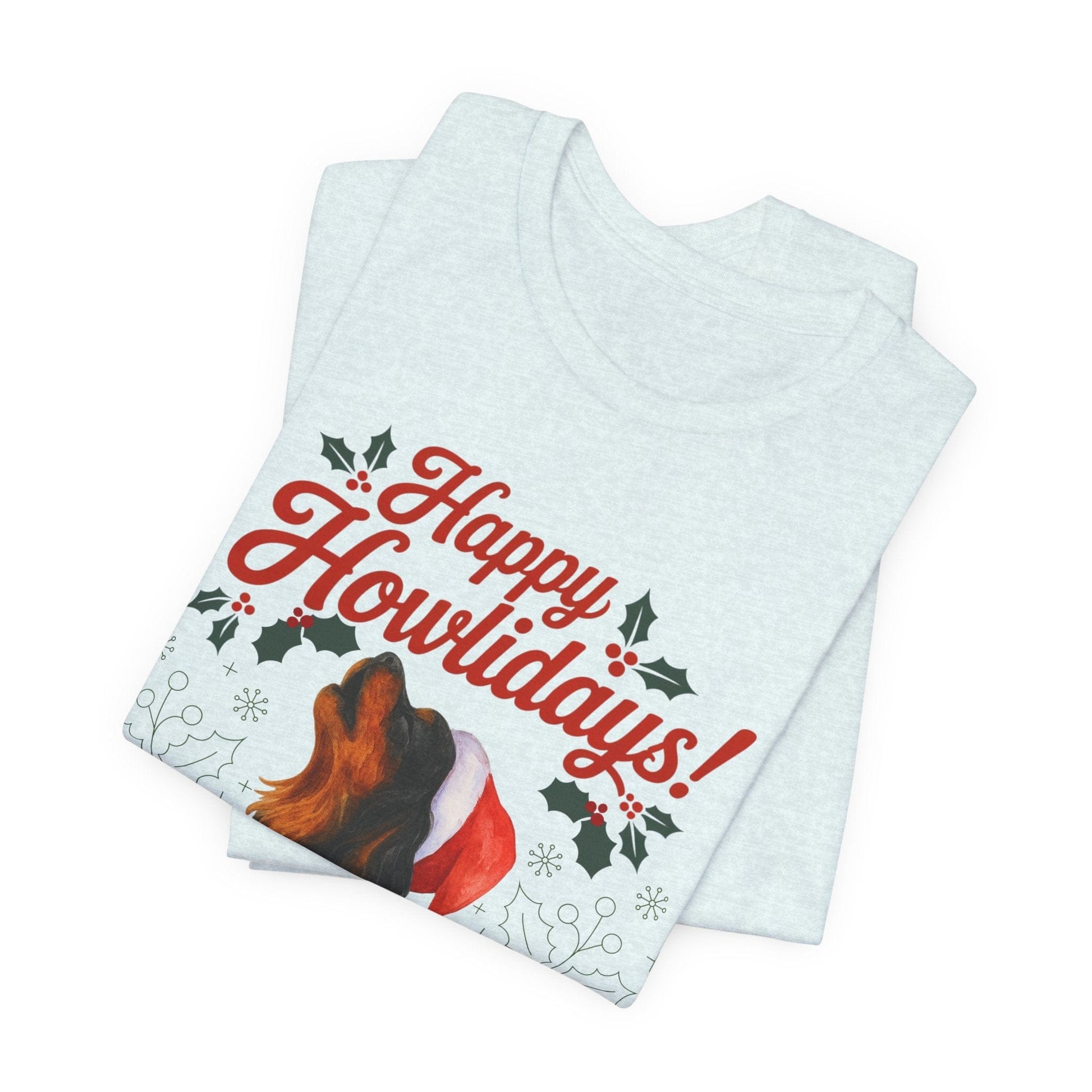 Printify T-Shirt Black and Tan Cavalier King Charles Howlidays TShirt