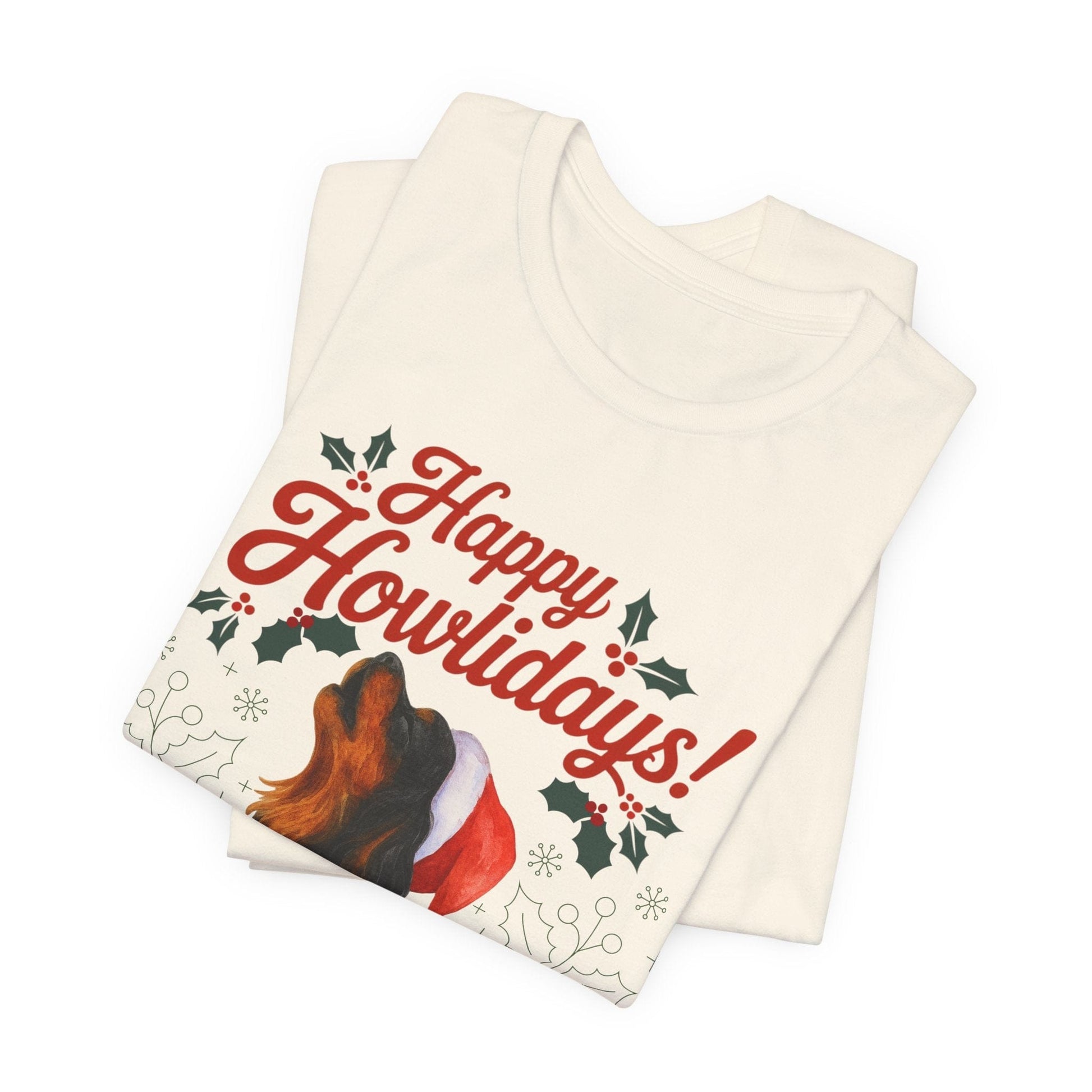 Printify T-Shirt Black and Tan Cavalier King Charles Howlidays TShirt