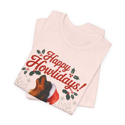 Printify T-Shirt Black and Tan Cavalier King Charles Howlidays TShirt