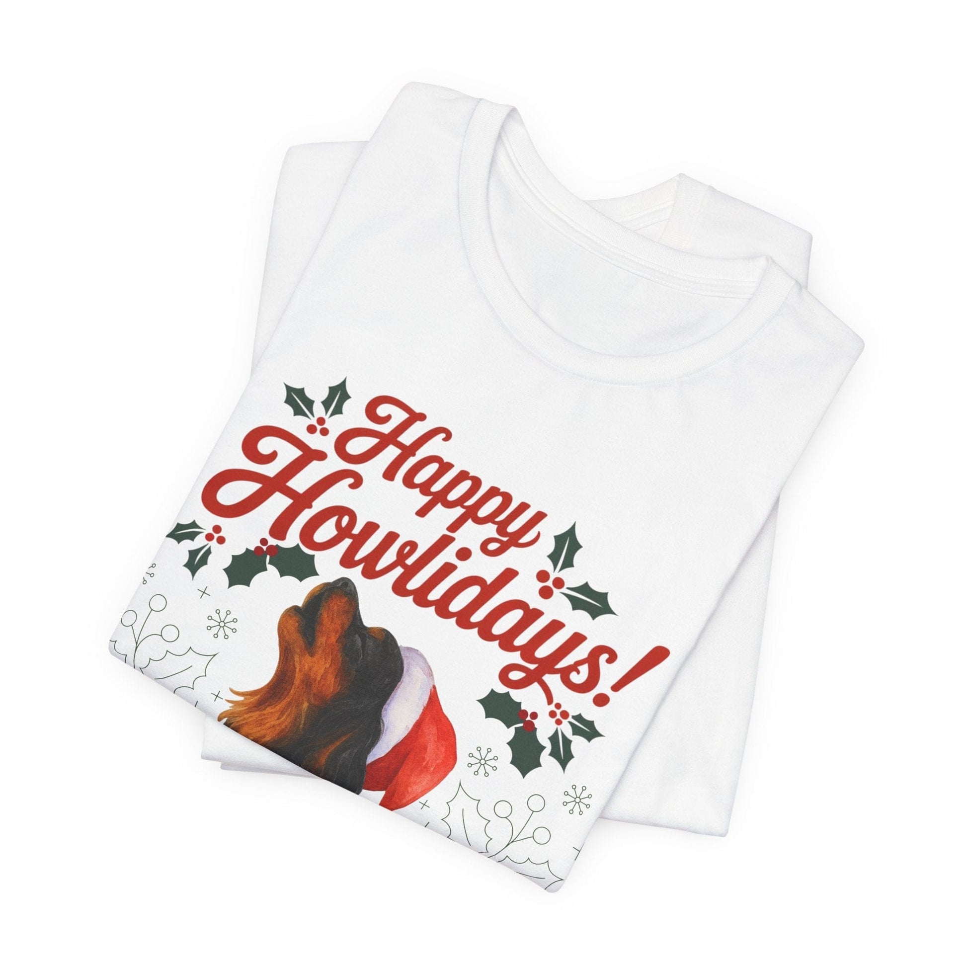 Printify T-Shirt Black and Tan Cavalier King Charles Howlidays TShirt
