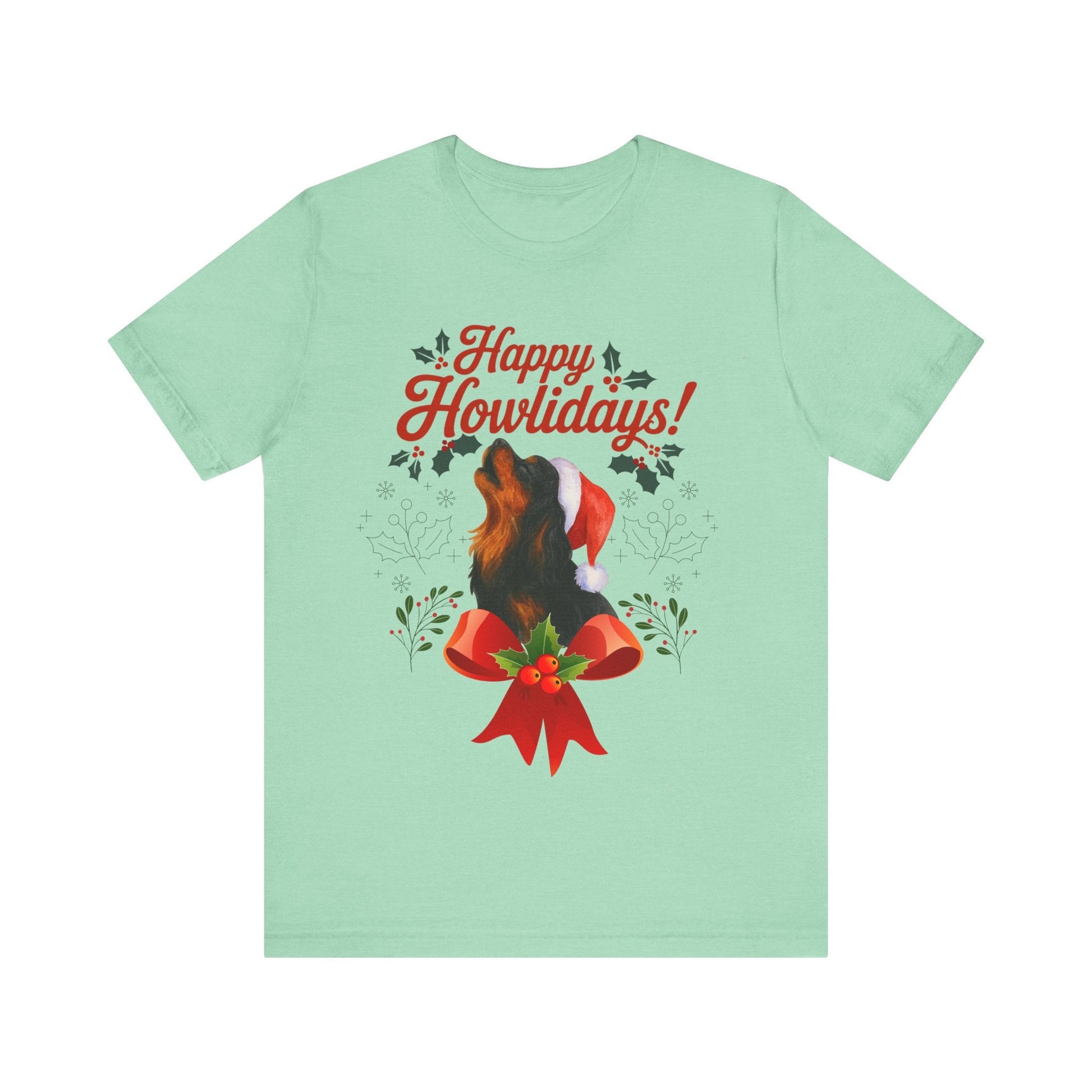 Printify T-Shirt Black and Tan Cavalier King Charles Howlidays TShirt