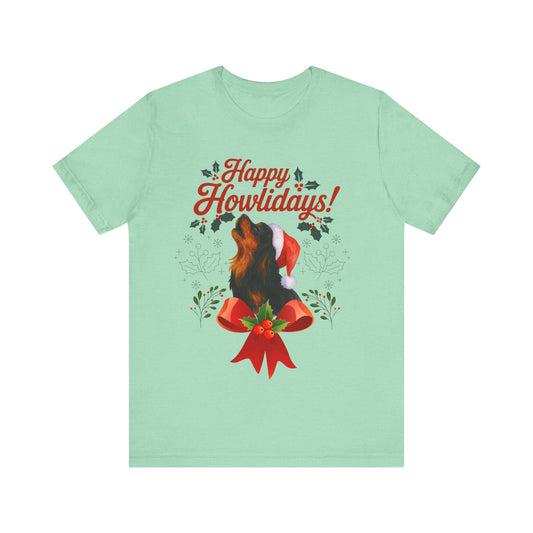 Printify T-Shirt Black and Tan Cavalier King Charles Howlidays TShirt