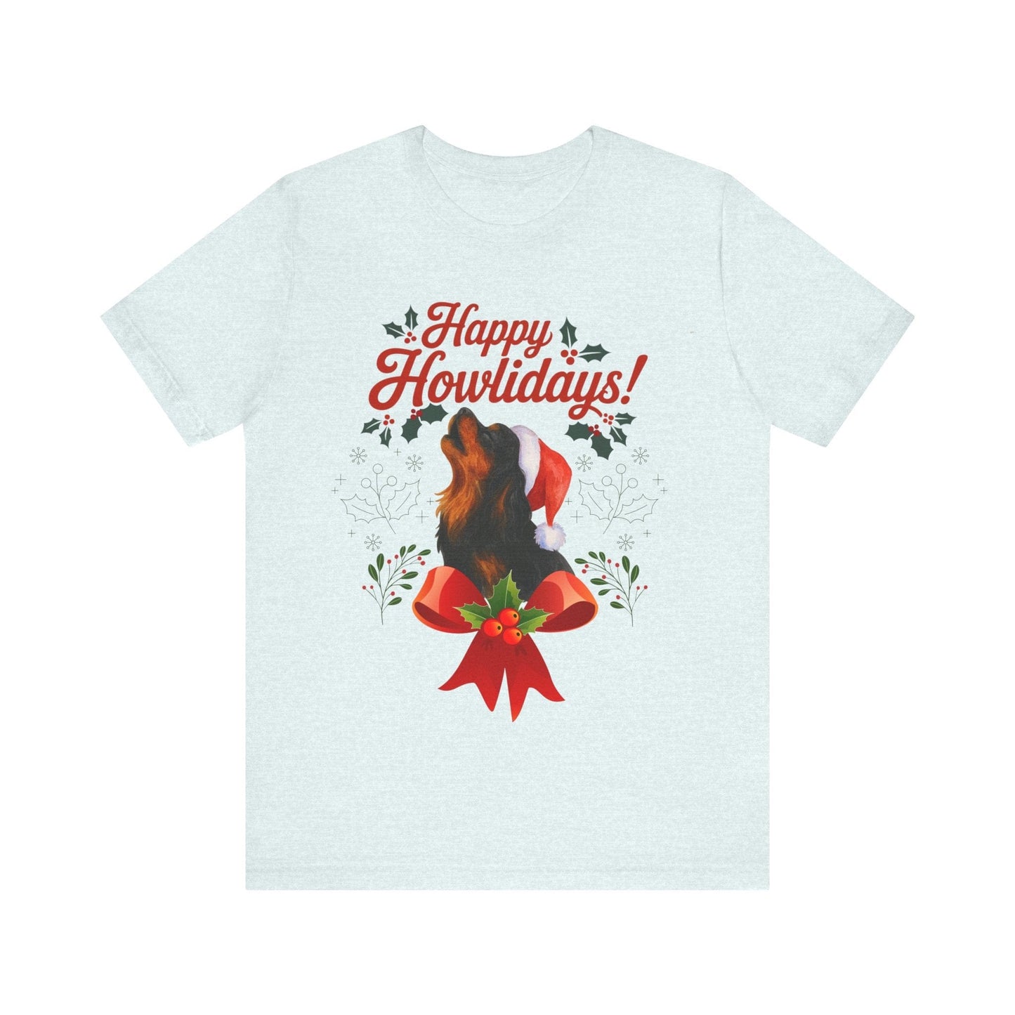 Printify T-Shirt Black and Tan Cavalier King Charles Howlidays TShirt