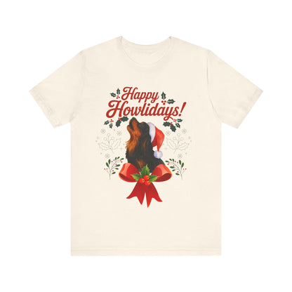 Printify T-Shirt Black and Tan Cavalier King Charles Howlidays TShirt