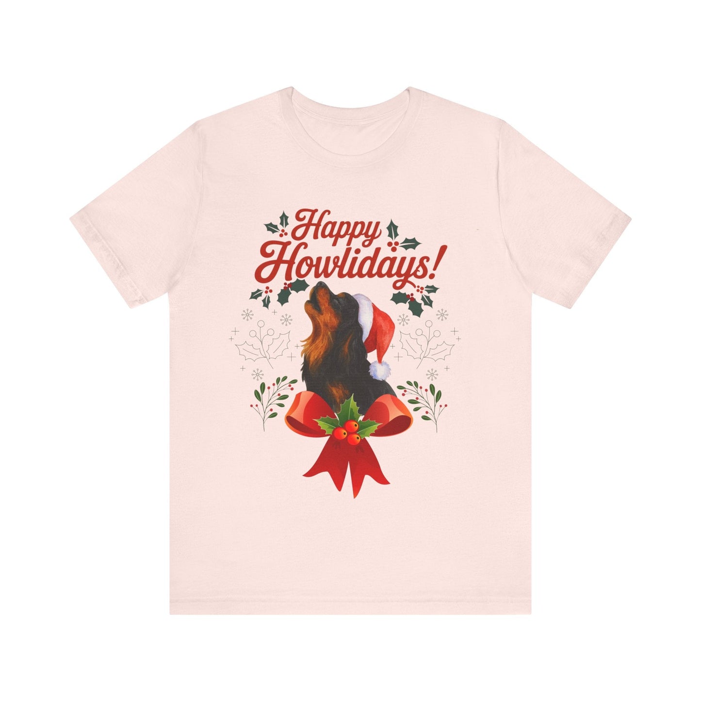 Printify T-Shirt Black and Tan Cavalier King Charles Howlidays TShirt