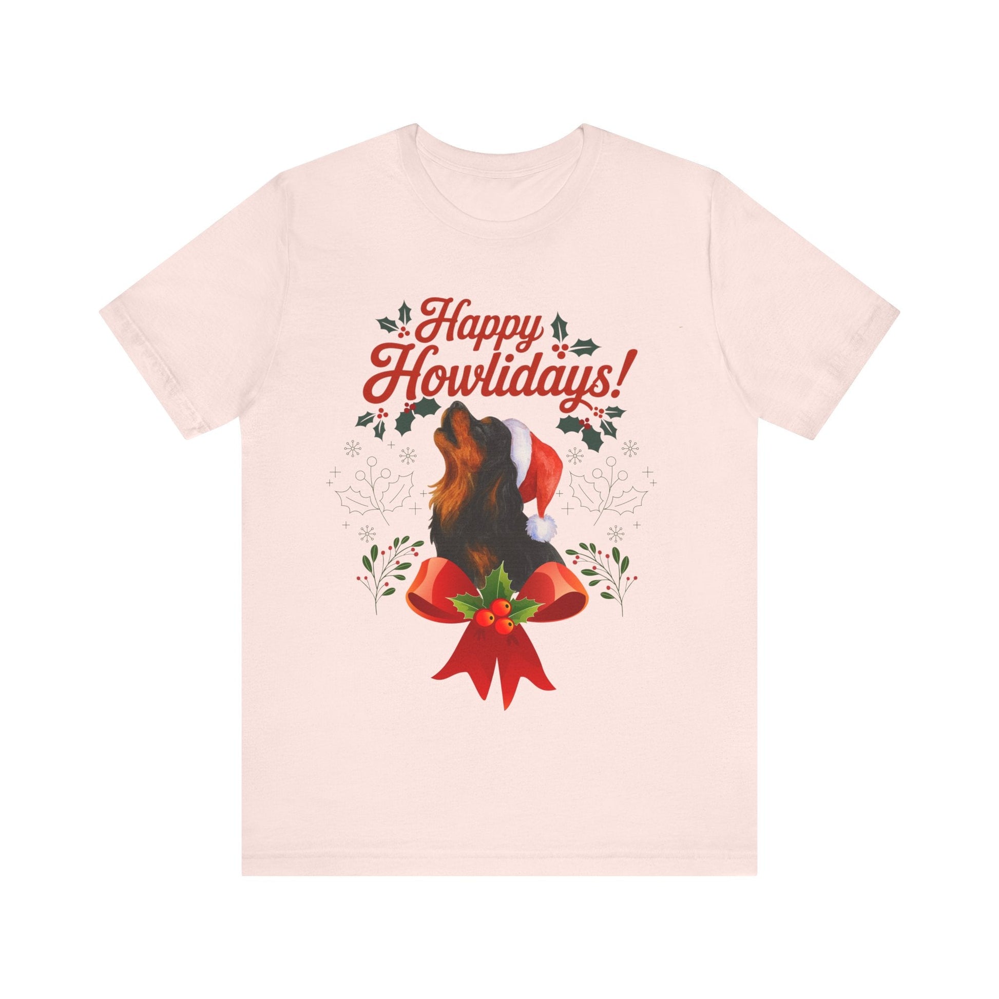 Printify T-Shirt Black and Tan Cavalier King Charles Howlidays TShirt