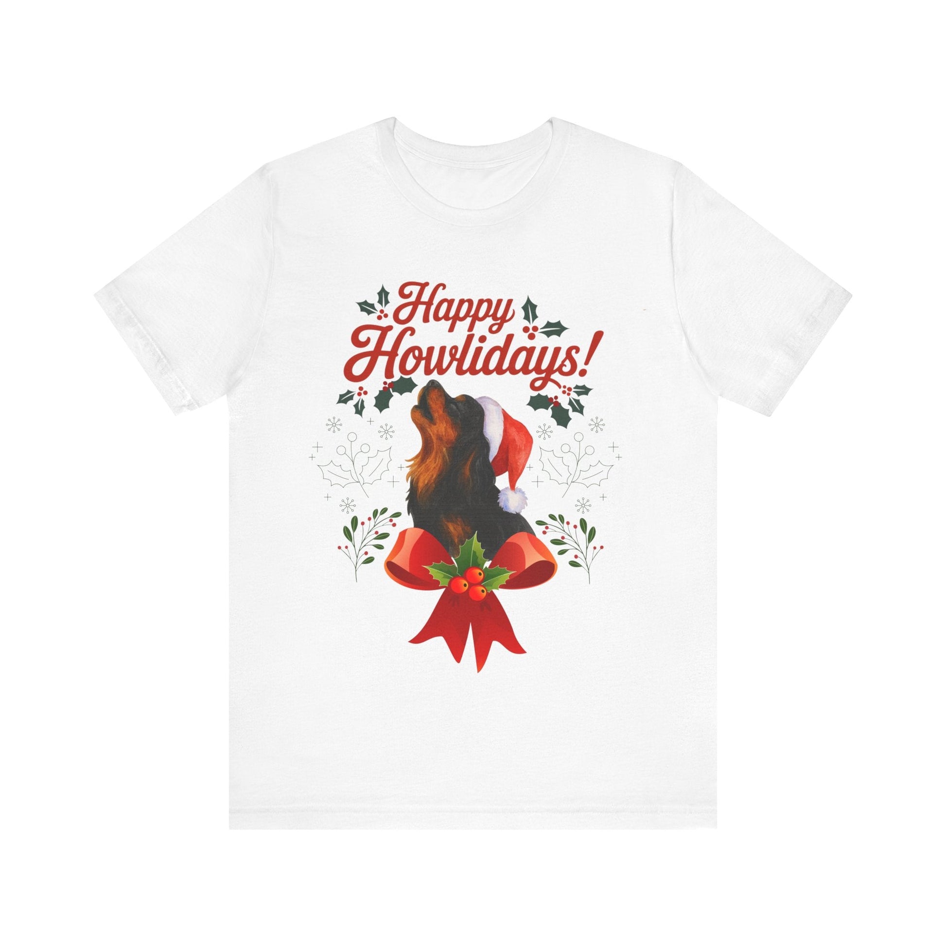 Printify T-Shirt Black and Tan Cavalier King Charles Howlidays TShirt