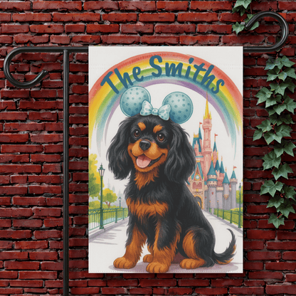 Printify Garden Flag 12'' × 18'' Black and Tan Cavalier King Charles Magical Kingdom Garden Flag