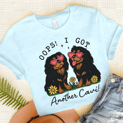 Printify T-Shirt Heather Ice Blue / S Black and Tan Cavalier King Charles Oops TShirt