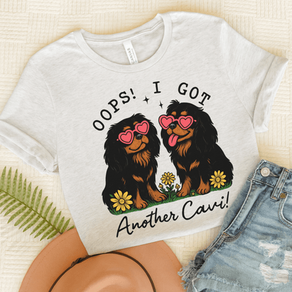 Printify T-Shirt Ash / S Black and Tan Cavalier King Charles Oops TShirt