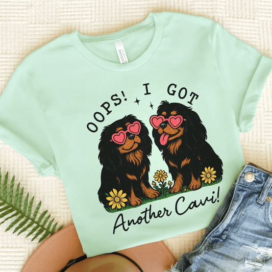 Printify T-Shirt Heather Mint / S Black and Tan Cavalier King Charles Oops TShirt