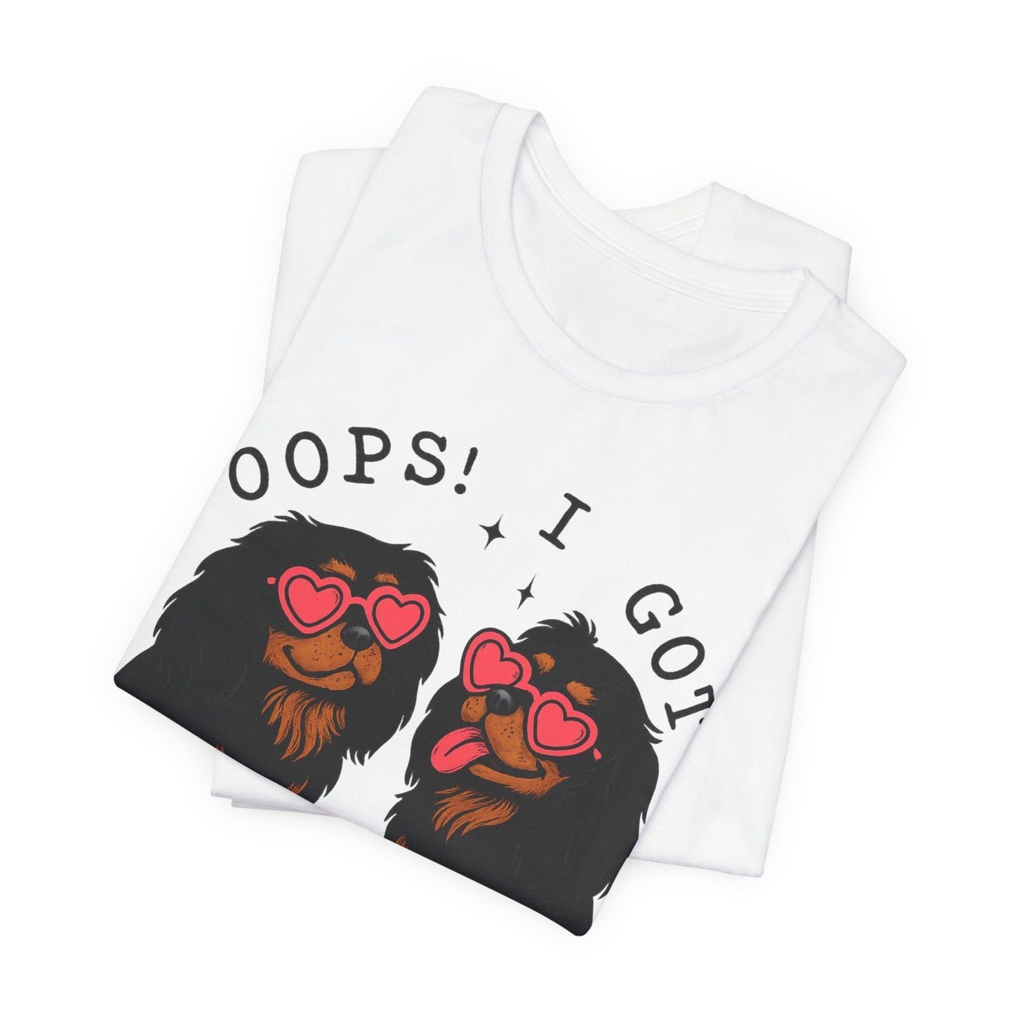 Printify T-Shirt Black and Tan Cavalier King Charles Oops TShirt