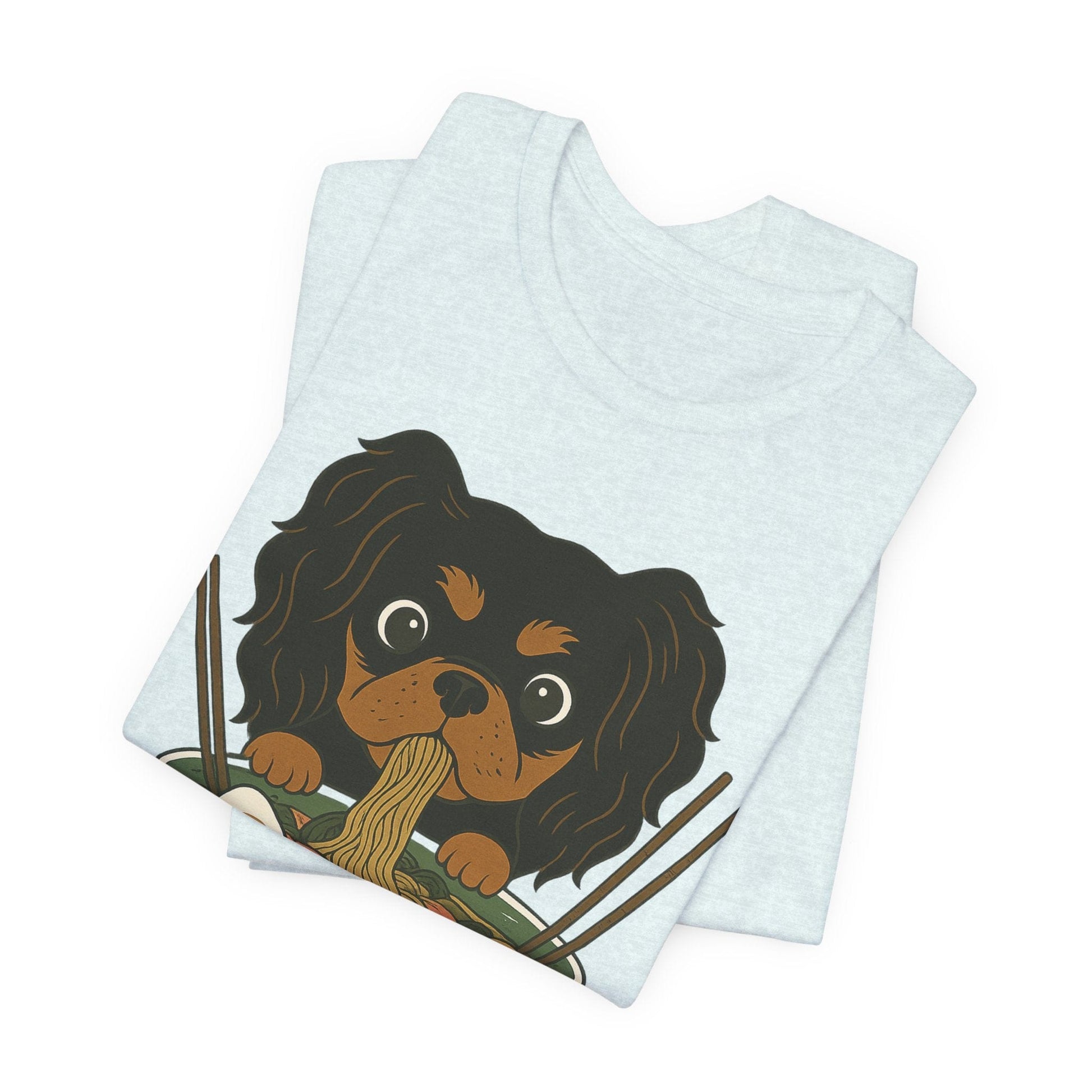 Printify T-Shirt Black and Tan Cavalier King Charles Ramen TShirt